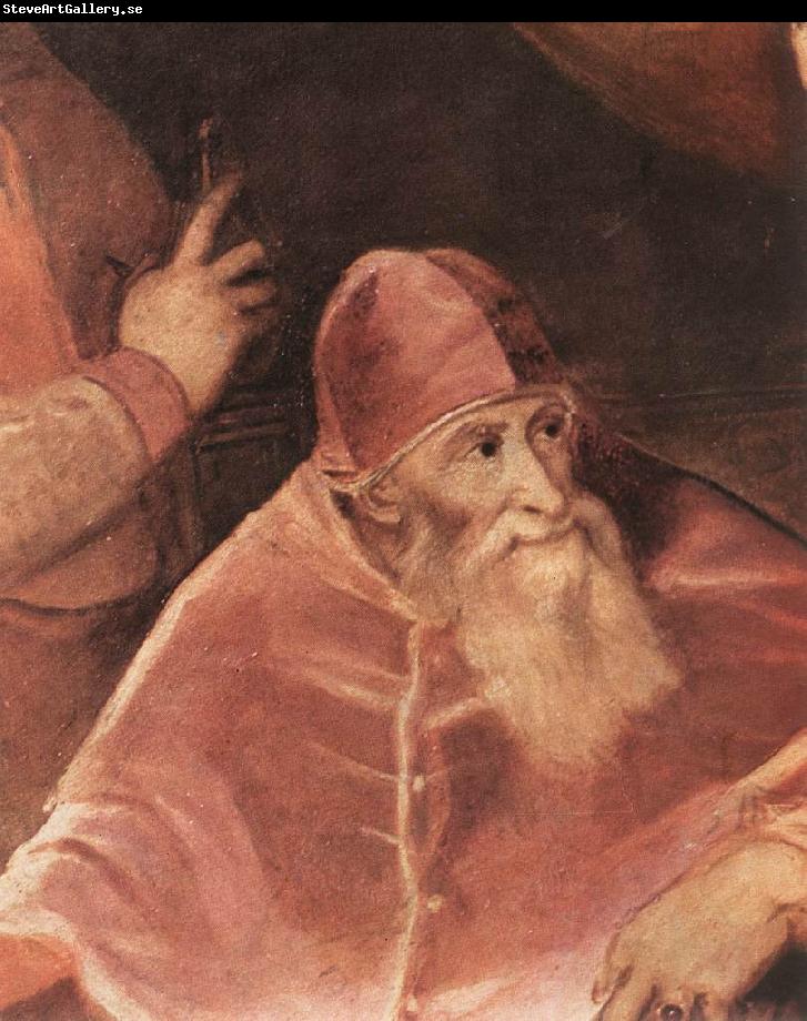 TIZIANO Vecellio Pope Paul III with his Nephews Alessandro and Ottavio Farnese (detail) art